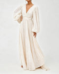 Maya White Twist-front Jacquard Dress