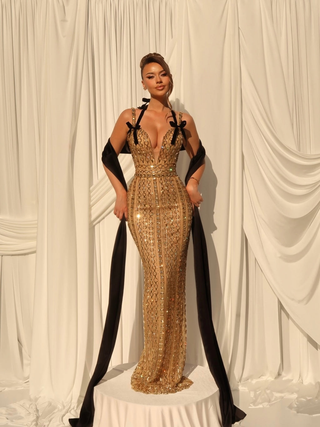 Hazel Gold Halter Bodycon Dress