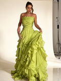 Audrey Green Strapless Ruffle Dress