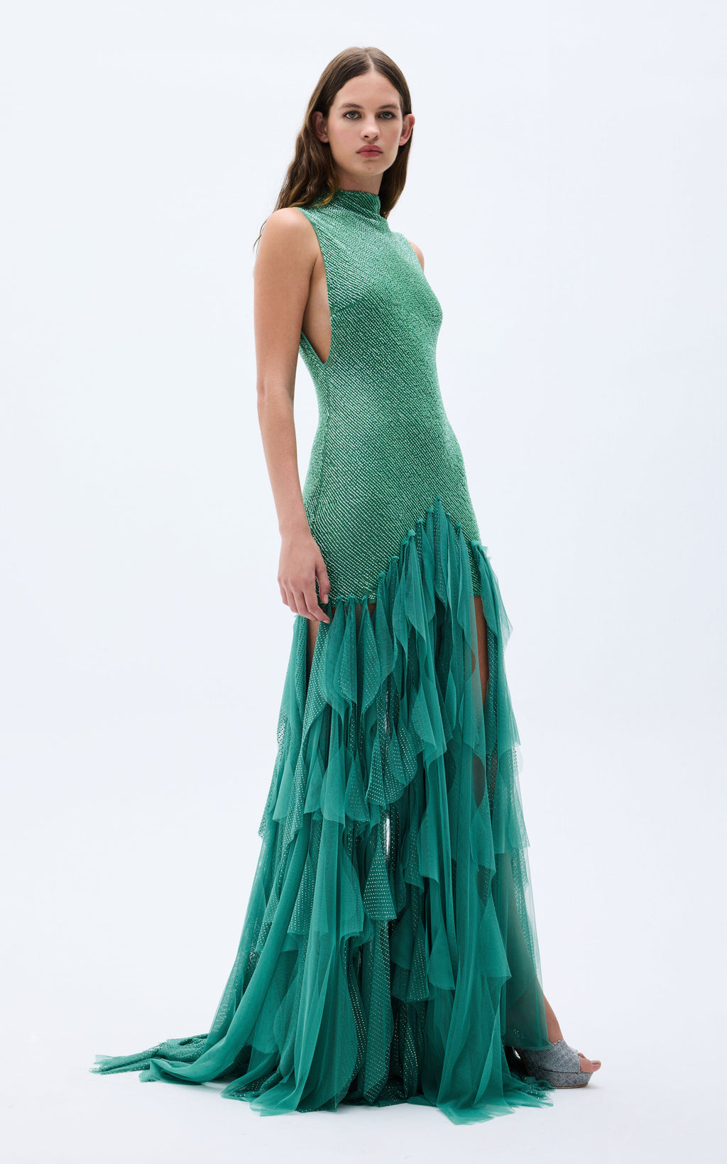 Jazlyn Green Layered Tassel Skirt