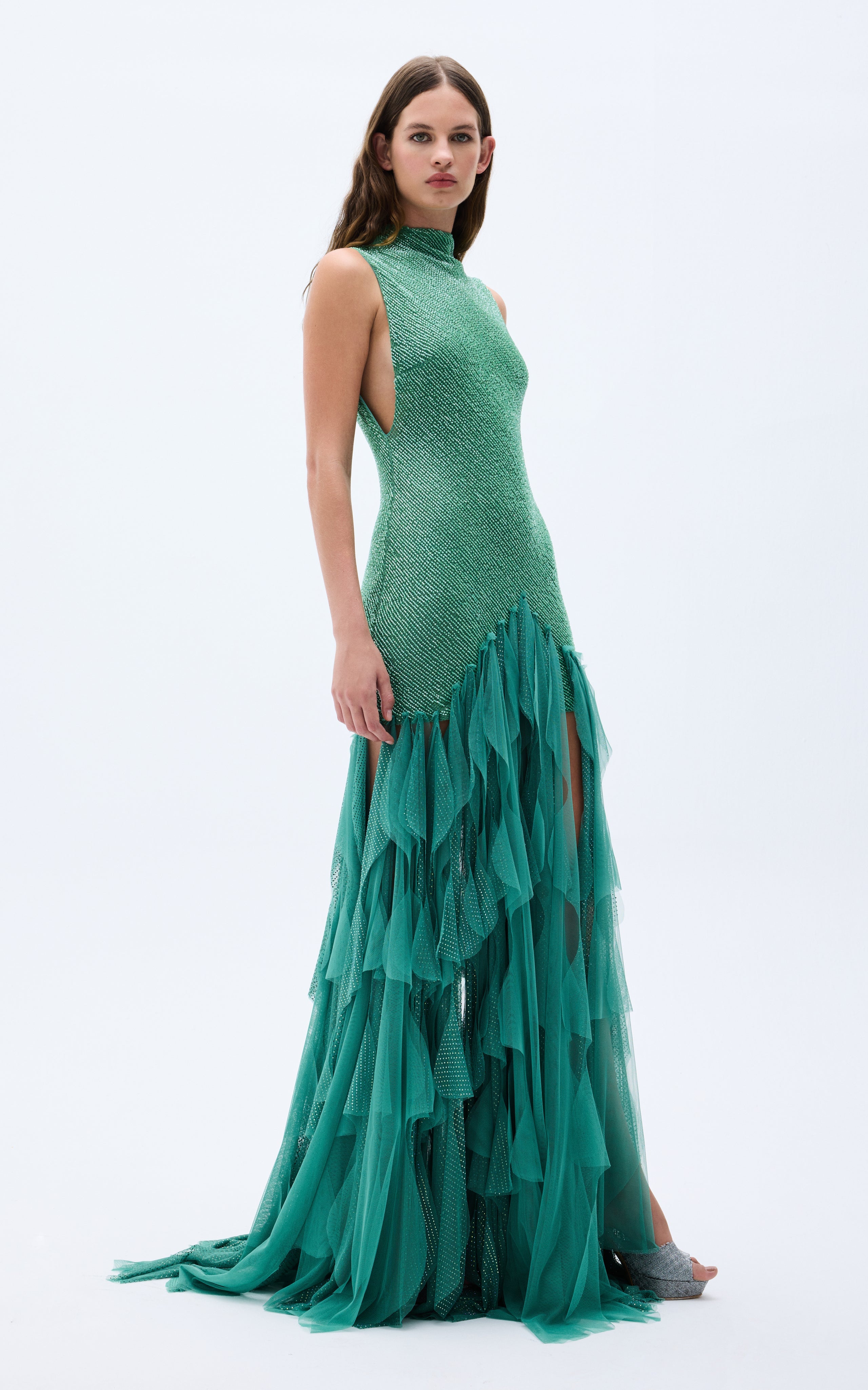 Jazlyn Green Layered Tassel Skirt