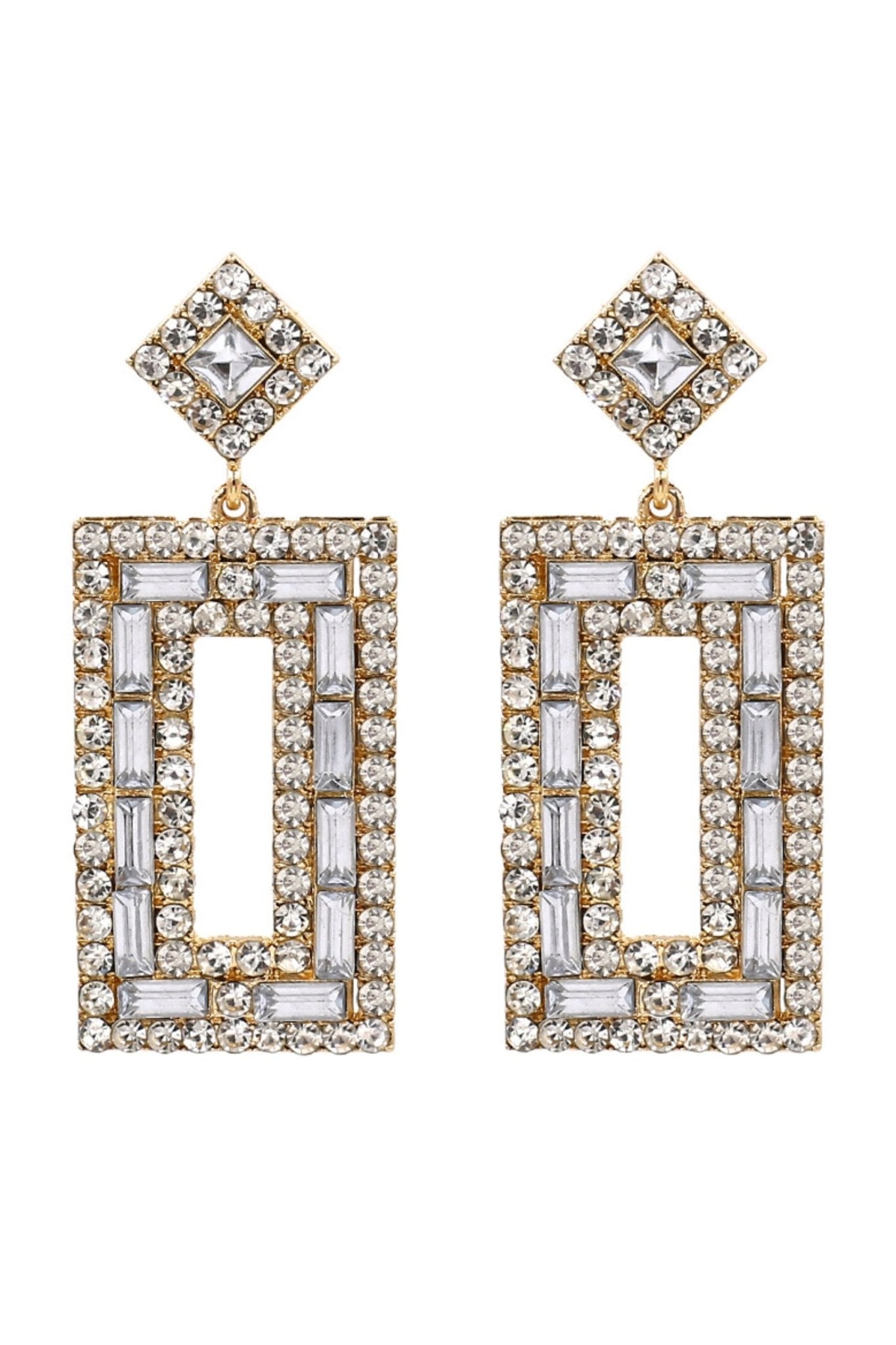 Diamante Retro Drop Earrings