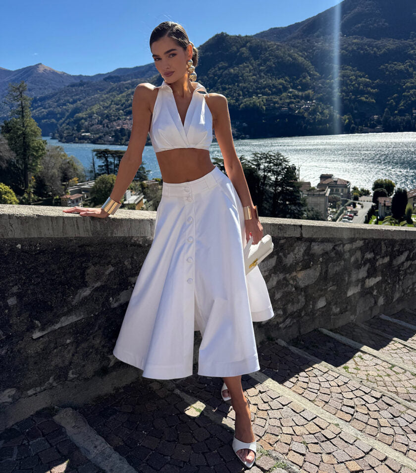 Keira White A-Line Skirt Suit