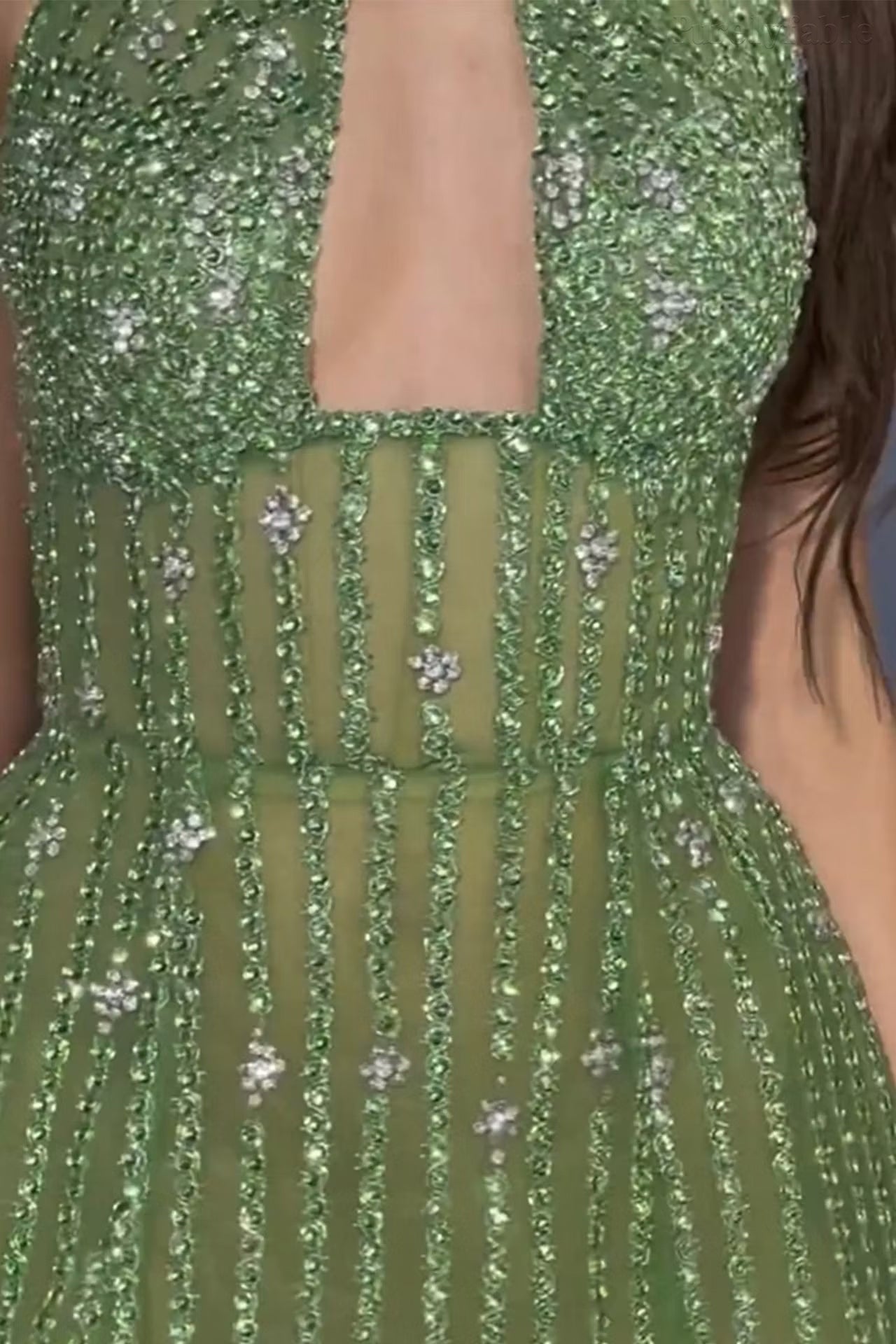 Rosalyn Green Halter Neck A-line Dress