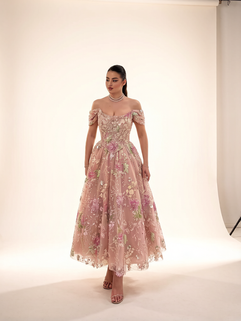 Brynn Pink Sequined Maxi Dress