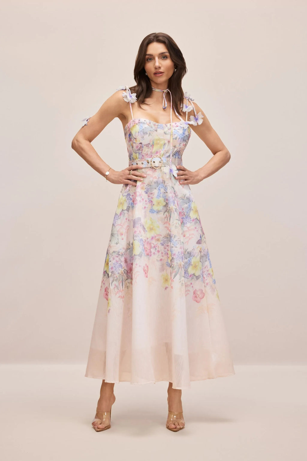 Lilith Pink Floral Print Slip Dress