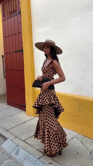 Luna  Brown Polka Dot Fishtail Skirt Suit