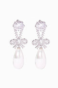 Bow Drop Pearl Earrings