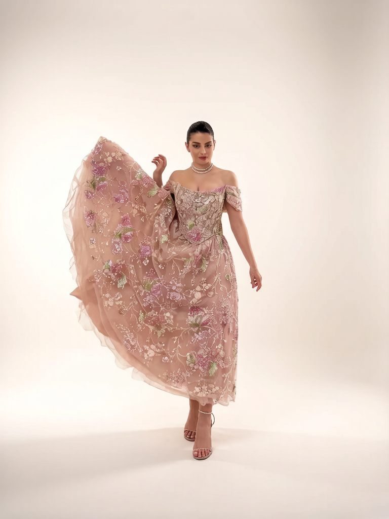 Brynn Pink Sequined Maxi Dress