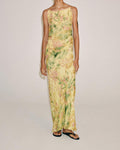 Aura Yellow watercolor floral slip dress