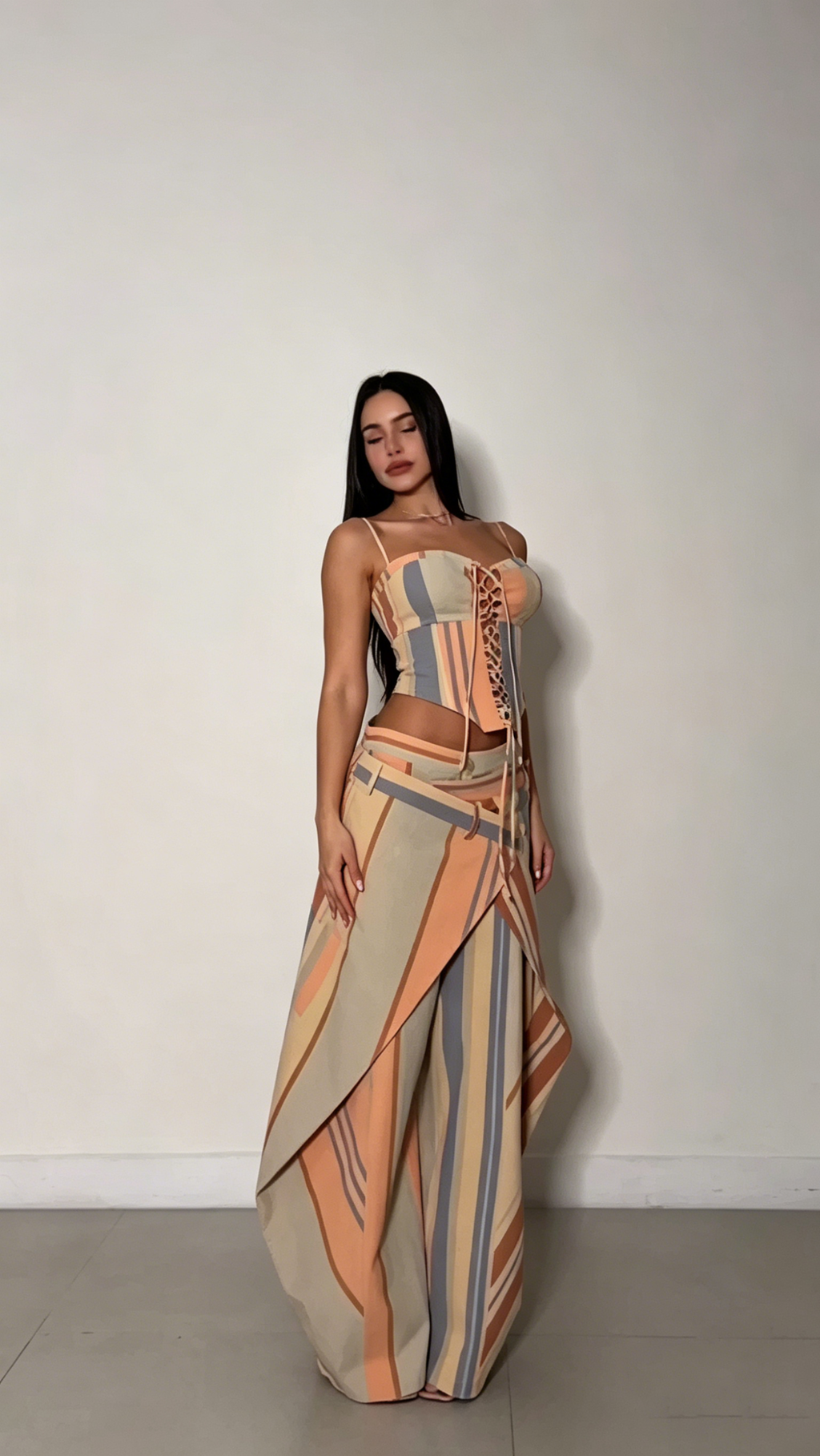 Maeve Color-Blocked Wide-Leg Pants Suit