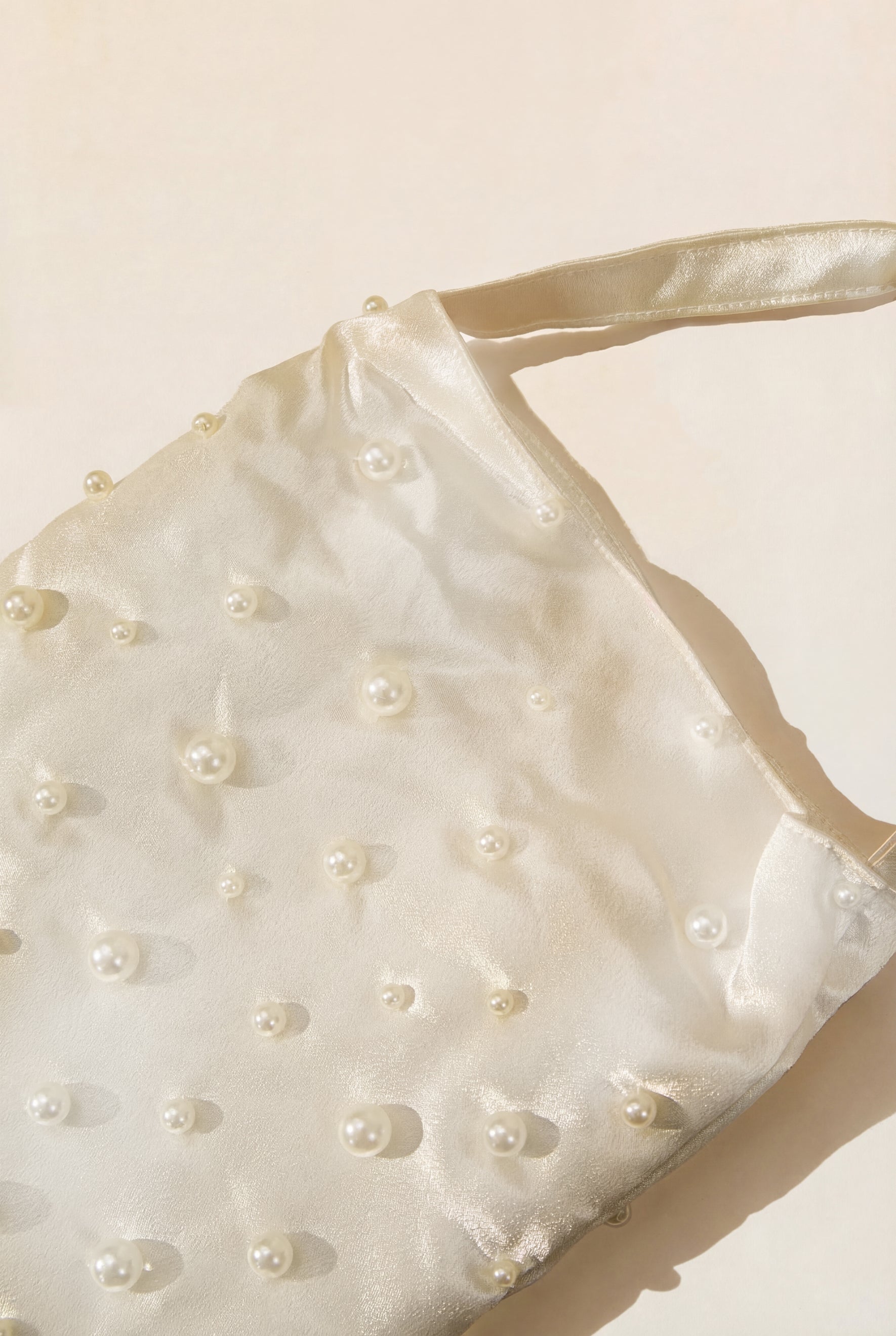 Pearl Fringe Satin Evening Bag