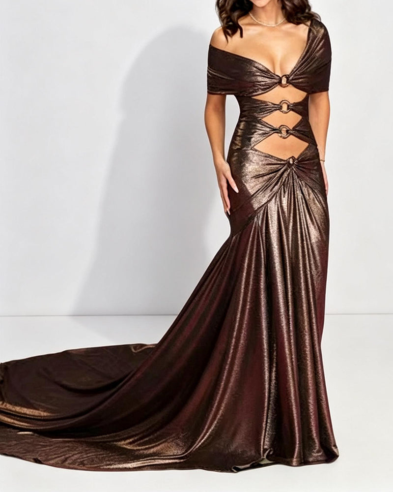 Aurelia Brown Cut-out Mermaid Dress