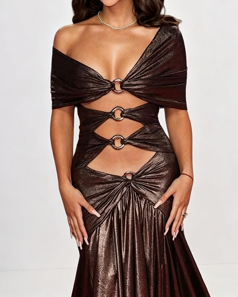 Aurelia Brown Cut-out Mermaid Dress